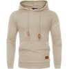 image:imageCOOFANDY Mens Hoodies Pullover Casaul Long Sleeve Drawstring Waffle Knit Hooded Sweatshirt with Kanga PocketLight Khaki