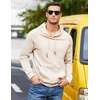 image:imageCOOFANDY Mens Hoodies Pullover Casaul Long Sleeve Drawstring Waffle Knit Hooded Sweatshirt with Kanga PocketLight Khaki
