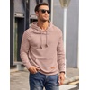 image:imageCOOFANDY Mens Hoodies Pullover Casaul Long Sleeve Drawstring Waffle Knit Hooded Sweatshirt with Kanga PocketLight Pink