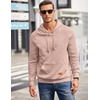image:imageCOOFANDY Mens Hoodies Pullover Casaul Long Sleeve Drawstring Waffle Knit Hooded Sweatshirt with Kanga PocketLight Pink