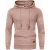 image:imageCOOFANDY Mens Hoodies Pullover Casaul Long Sleeve Drawstring Waffle Knit Hooded Sweatshirt with Kanga PocketLight Pink