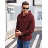image:imageCOOFANDY Mens Hoodies Pullover Casaul Long Sleeve Drawstring Waffle Knit Hooded Sweatshirt with Kanga PocketWine Red