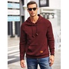 image:imageCOOFANDY Mens Hoodies Pullover Casaul Long Sleeve Drawstring Waffle Knit Hooded Sweatshirt with Kanga PocketWine Red