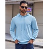 image:imageCOOFANDY Mens Hoodies Pullover Long Sleeve Casual Fashion Sweatshirts Drawstring Gym Hooded Shirt with Kanga PocketLight Blue