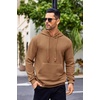 image:imageCOOFANDY Mens Hoodies Sweatshirts Long Sleeve Fashion Waffle Knit Pullover Hoodie with PocketLight Coffee