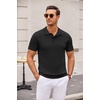 image:imageCOOFANDY Mens Knit Polo Shirts Casual Short Sleeve Button Down Polo Shirt Classic Golf ShirtsAll Black