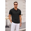 image:imageCOOFANDY Mens Knit Polo Shirts Casual Short Sleeve Button Down Polo Shirt Classic Golf ShirtsAll Black