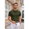 image:imageCOOFANDY Mens Knit Polo Shirts Casual Short Sleeve Button Down Polo Shirt Classic Golf ShirtsArmy Green