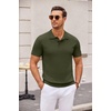 image:imageCOOFANDY Mens Knit Polo Shirts Casual Short Sleeve Button Down Polo Shirt Classic Golf ShirtsArmy Green