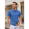 image:imageCOOFANDY Mens Knit Polo Shirts Casual Short Sleeve Button Down Polo Shirt Classic Golf ShirtsBlue