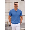 image:imageCOOFANDY Mens Knit Polo Shirts Casual Short Sleeve Button Down Polo Shirt Classic Golf ShirtsBlue