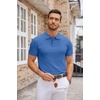 image:imageCOOFANDY Mens Knit Polo Shirts Casual Short Sleeve Button Down Polo Shirt Classic Golf ShirtsBlue