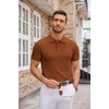 image:imageCOOFANDY Mens Knit Polo Shirts Casual Short Sleeve Button Down Polo Shirt Classic Golf ShirtsCaramel