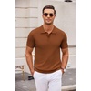 image:imageCOOFANDY Mens Knit Polo Shirts Casual Short Sleeve Button Down Polo Shirt Classic Golf ShirtsCaramel