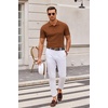 image:imageCOOFANDY Mens Knit Polo Shirts Casual Short Sleeve Button Down Polo Shirt Classic Golf ShirtsCaramel