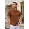 image:imageCOOFANDY Mens Knit Polo Shirts Casual Short Sleeve Button Down Polo Shirt Classic Golf ShirtsCaramel