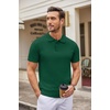 image:imageCOOFANDY Mens Knit Polo Shirts Casual Short Sleeve Button Down Polo Shirt Classic Golf ShirtsDark Green