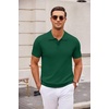 image:imageCOOFANDY Mens Knit Polo Shirts Casual Short Sleeve Button Down Polo Shirt Classic Golf ShirtsDark Green