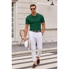 image:imageCOOFANDY Mens Knit Polo Shirts Casual Short Sleeve Button Down Polo Shirt Classic Golf ShirtsDark Green