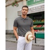 image:imageCOOFANDY Mens Knit Polo Shirts Casual Short Sleeve Button Down Polo Shirt Classic Golf ShirtsDark Grey