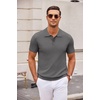 image:imageCOOFANDY Mens Knit Polo Shirts Casual Short Sleeve Button Down Polo Shirt Classic Golf ShirtsDark Grey