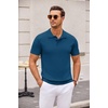 image:imageCOOFANDY Mens Knit Polo Shirts Casual Short Sleeve Button Down Polo Shirt Classic Golf ShirtsDenim Blue