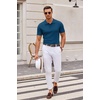 image:imageCOOFANDY Mens Knit Polo Shirts Casual Short Sleeve Button Down Polo Shirt Classic Golf ShirtsDenim Blue