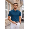 image:imageCOOFANDY Mens Knit Polo Shirts Casual Short Sleeve Button Down Polo Shirt Classic Golf ShirtsDenim Blue