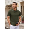 image:imageCOOFANDY Mens Knit Polo Shirts Casual Short Sleeve Button Down Polo Shirt Classic Golf ShirtsEarmy Green White Striped