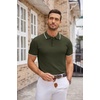 image:imageCOOFANDY Mens Knit Polo Shirts Casual Short Sleeve Button Down Polo Shirt Classic Golf ShirtsEarmy Green White Striped
