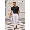 image:imageCOOFANDY Mens Knit Polo Shirts Casual Short Sleeve Button Down Polo Shirt Classic Golf ShirtsEblack White Striped