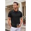 image:imageCOOFANDY Mens Knit Polo Shirts Casual Short Sleeve Button Down Polo Shirt Classic Golf ShirtsEblack White Striped