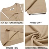 image:imageCOOFANDY Mens Knit Polo Shirts Casual Short Sleeve Button Down Polo Shirt Classic Golf ShirtsEkhaki White Striped