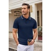 image:imageCOOFANDY Mens Knit Polo Shirts Casual Short Sleeve Button Down Polo Shirt Classic Golf ShirtsEnavy Blue White Striped