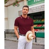 image:imageCOOFANDY Mens Knit Polo Shirts Casual Short Sleeve Button Down Polo Shirt Classic Golf ShirtsEwine Red White Striped