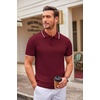 image:imageCOOFANDY Mens Knit Polo Shirts Casual Short Sleeve Button Down Polo Shirt Classic Golf ShirtsEwine Red White Striped