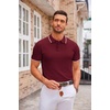 image:imageCOOFANDY Mens Knit Polo Shirts Casual Short Sleeve Button Down Polo Shirt Classic Golf ShirtsEwine Red White Striped