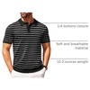 image:imageCOOFANDY Mens Knit Polo Shirts Casual Short Sleeve Button Down Polo Shirt Classic Golf ShirtsFblackWhite Striped