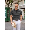 image:imageCOOFANDY Mens Knit Polo Shirts Casual Short Sleeve Button Down Polo Shirt Classic Golf ShirtsFblackWhite Striped