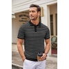 image:imageCOOFANDY Mens Knit Polo Shirts Casual Short Sleeve Button Down Polo Shirt Classic Golf ShirtsFblackWhite Striped