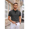 image:imageCOOFANDY Mens Knit Polo Shirts Casual Short Sleeve Button Down Polo Shirt Classic Golf ShirtsFblackWhite Striped