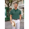 image:imageCOOFANDY Mens Knit Polo Shirts Casual Short Sleeve Button Down Polo Shirt Classic Golf ShirtsFdark Green Striped