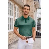 image:imageCOOFANDY Mens Knit Polo Shirts Casual Short Sleeve Button Down Polo Shirt Classic Golf ShirtsFdark Green Striped