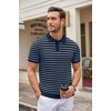 image:imageCOOFANDY Mens Knit Polo Shirts Casual Short Sleeve Button Down Polo Shirt Classic Golf ShirtsFnavy BlueWhite Striped