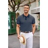 image:imageCOOFANDY Mens Knit Polo Shirts Casual Short Sleeve Button Down Polo Shirt Classic Golf ShirtsFnavy BlueWhite Striped