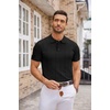 image:imageCOOFANDY Mens Knit Polo Shirts Casual Short Sleeve Button Down Polo Shirt Classic Golf ShirtsGblack Ribbing