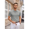 image:imageCOOFANDY Mens Knit Polo Shirts Casual Short Sleeve Button Down Polo Shirt Classic Golf ShirtsGrey