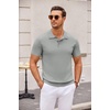 image:imageCOOFANDY Mens Knit Polo Shirts Casual Short Sleeve Button Down Polo Shirt Classic Golf ShirtsGrey