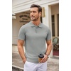 image:imageCOOFANDY Mens Knit Polo Shirts Casual Short Sleeve Button Down Polo Shirt Classic Golf ShirtsGrey