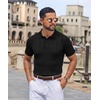 image:imageCOOFANDY Mens Knit Polo Shirts Casual Short Sleeve Button Down Polo Shirt Classic Golf ShirtsHblack Ribbing